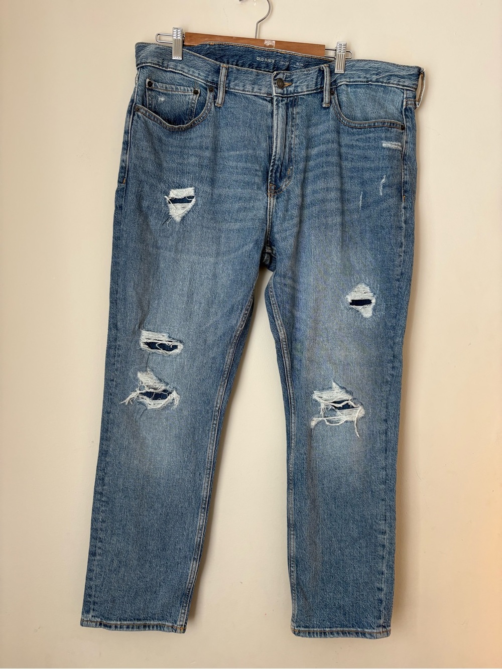 Old navy Men's Distressed Blue Denim Jeans slim built in flex 38x30